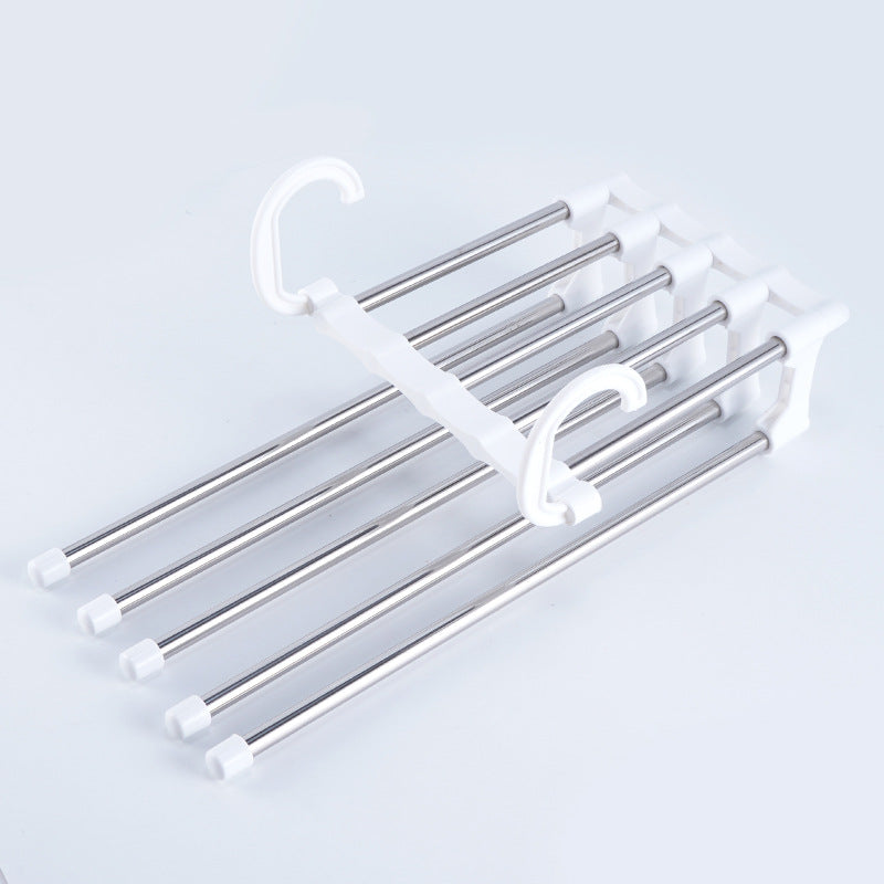 Stainless steel telescopic folding multi-functional multi-layer trousers hanger trousers hanger household magic trousers clip hanger storage trousers rack