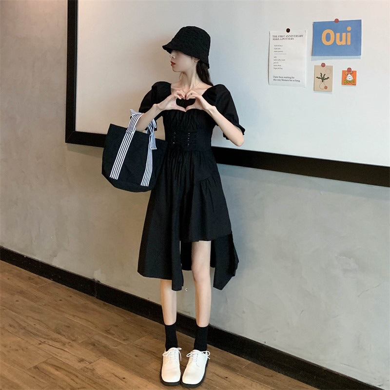 Puff sleeve irregular dress girl summer dress