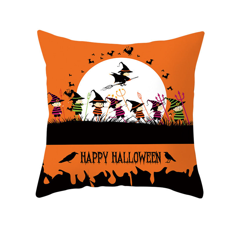 Halloween peach skin pillowcase without core cross-border sofa pillowcase square cushion cover