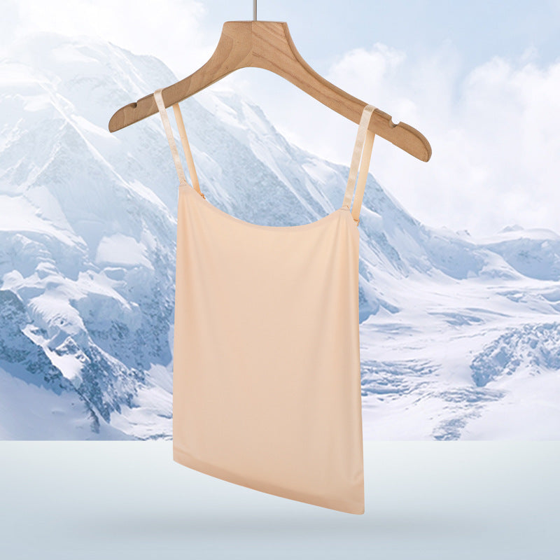 Summer thin shoulder strap ice silk vest female with anti-glare bottoming sling underwear wearing sexy sling