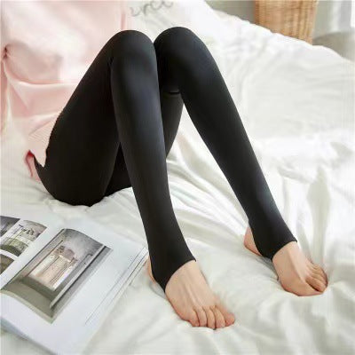 New stewardess gray leggings female fake transparent meat plus velvet thickening real transparent skin water light socks bare legs