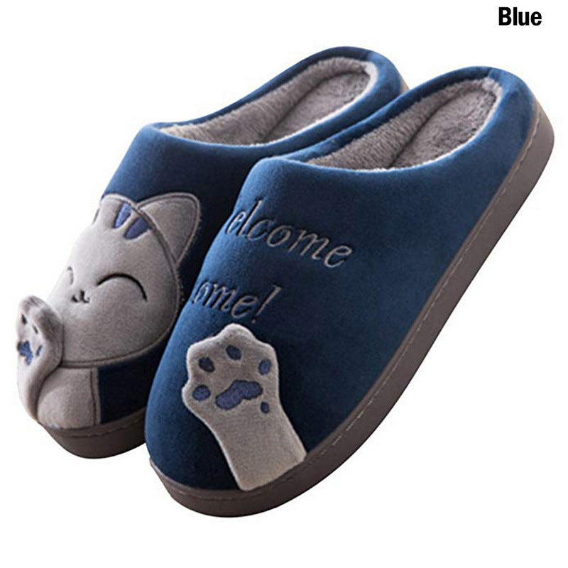 Lucky Cat Cotton Slippers Fashion Home Lovers Men and Women Parent-child Shoes Non-slip Soft Coral Fleece Cotton Shoes