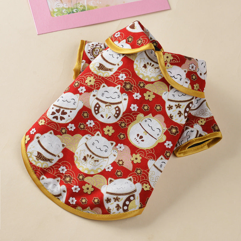 Pet clothes autumn and winter new warm suit foreign trade dog clothes lucky cat elk New Year Christmas clothes