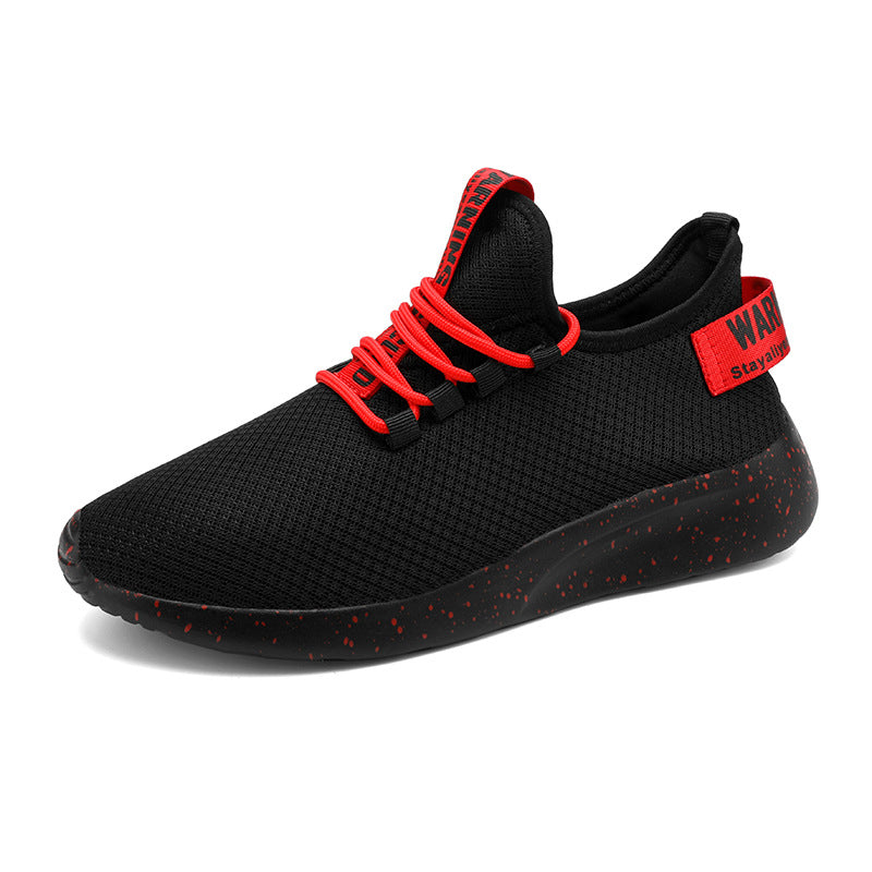 Breathable flying woven sports and leisure men's shoes lace up low-top cross-border running men's shoes