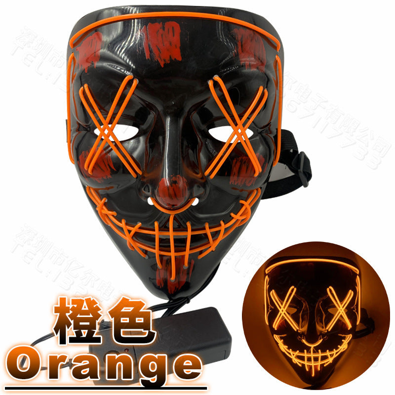 Halloween luminous mask led ghost face V-shaped thriller horror mask personality creative