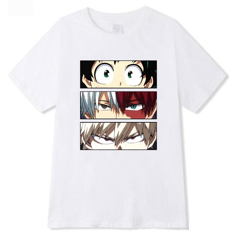 Cartoon Anime My Hero Academia Men's Short Sleeve T-shirt Summer Loose Round Neck Tops