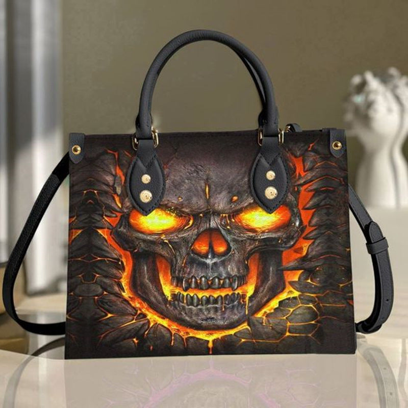 Halloween skull pattern digital full printing handbag female AliExpress hot selling PU large capacity handbag