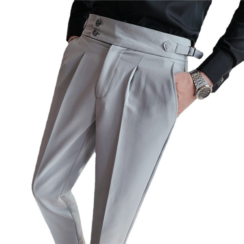 Korean version men's drape high-waist straight-leg pants