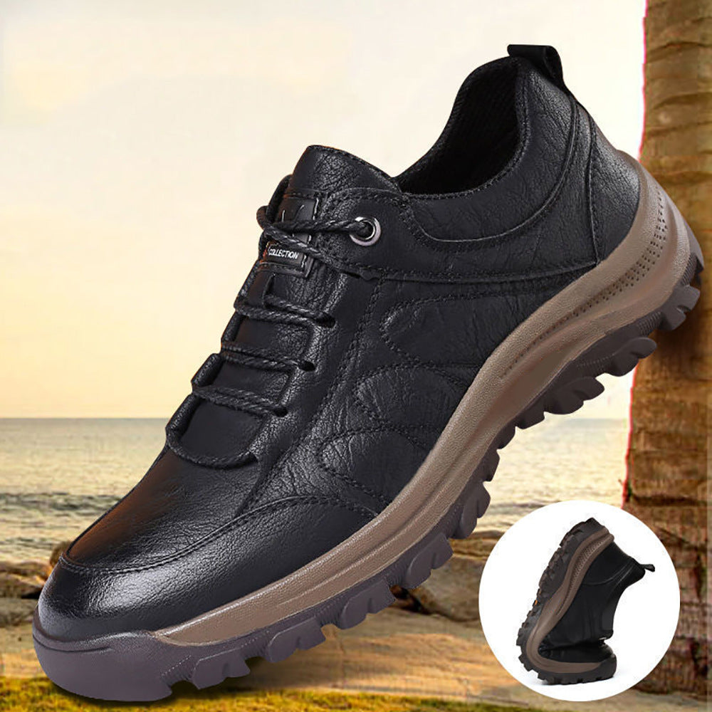 Front lace high-top leather shoes new trendy shoes PU mountaineering casual sports shoes