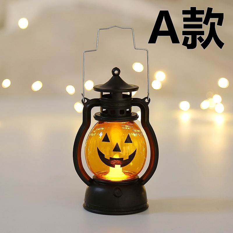 Cross-border new Halloween oil lamp portable pumpkin lantern skull decoration pony lantern bar party atmosphere props