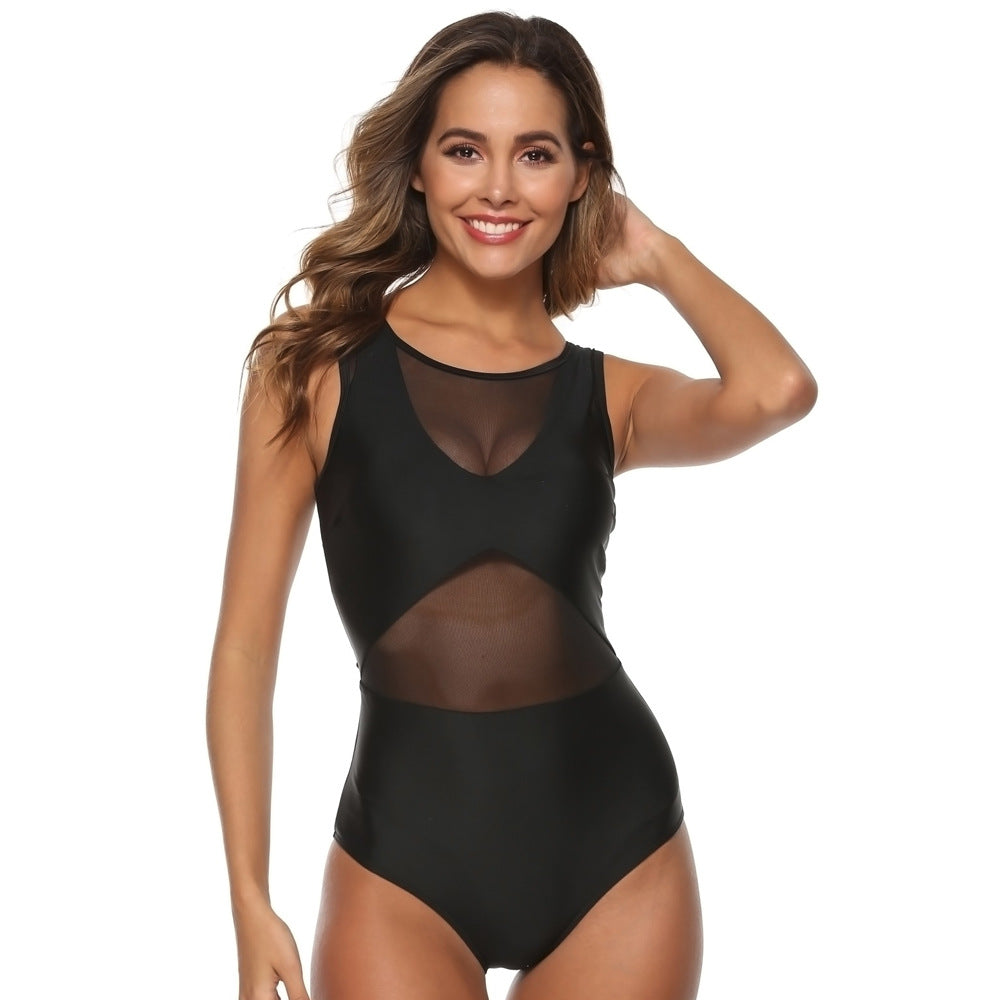 European and American style sexy black mesh swimwear