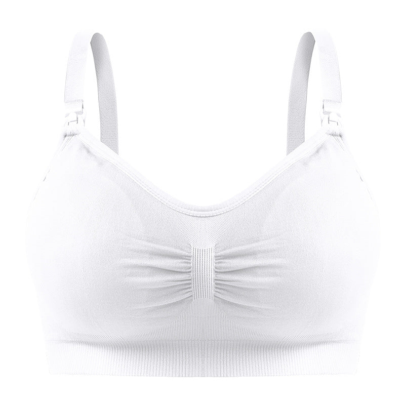 New pregnant women's large size nursing bra without steel ring front opening breastfeeding adjustment type gather seamless bra underwear