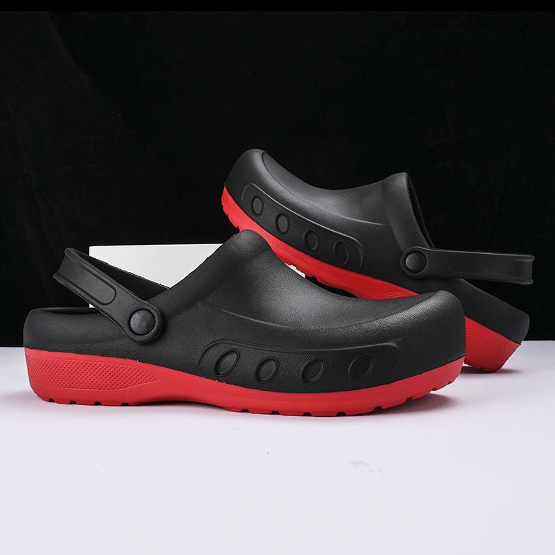 Kitchen work shoes chef shoes non-slip waterproof oil-proof rear kitchen slippers canteen hotel special men's shoes