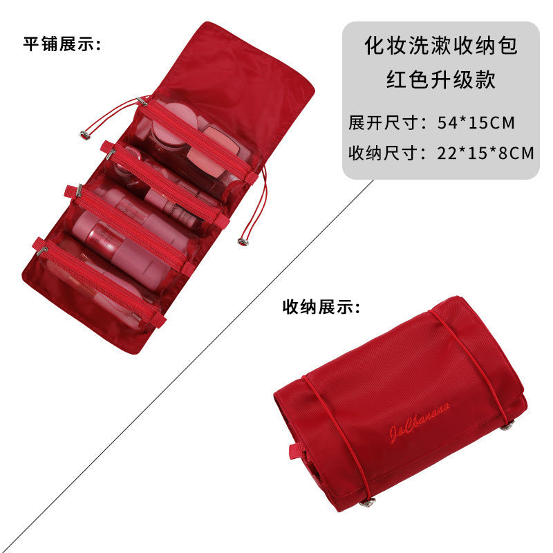 Lazy detachable cosmetic bag, portable large-capacity four-in-one portable folding travel cosmetic storage toilet bag