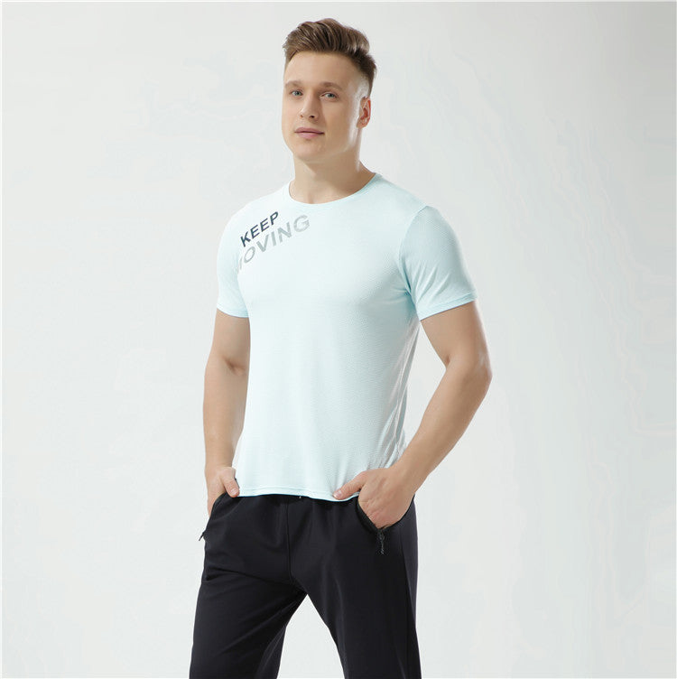 Hunting Star Ice Silk Nylon Sports T-Shirt Fitness Short Sleeve Running Training Suit