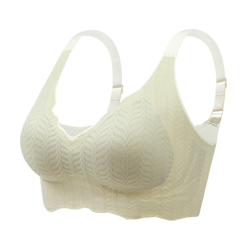 Soft support seamless underwear big breasts show small thin section large size fixed cup sports beautiful back no steel ring vest style bra