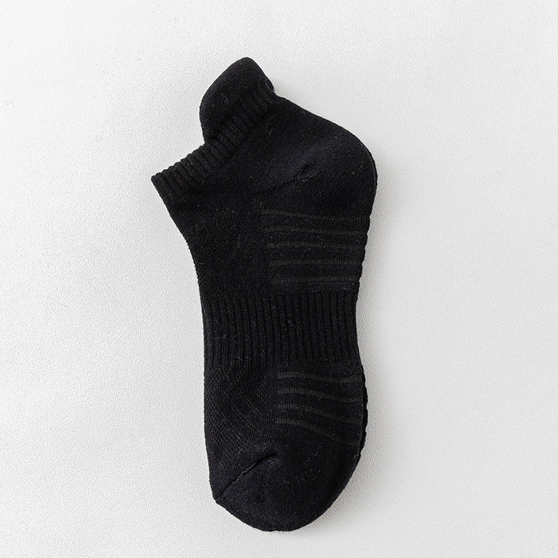 Sports socks cross-border new combed cotton terry running non-slip cotton socks sweat-absorbing breathable black mesh socks