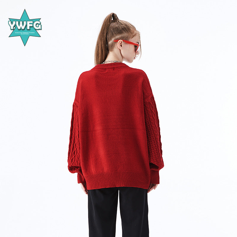 YWFG women's Christmas color Christmas tree vegetable tanned alphabet twist cartoon men and women sweaters