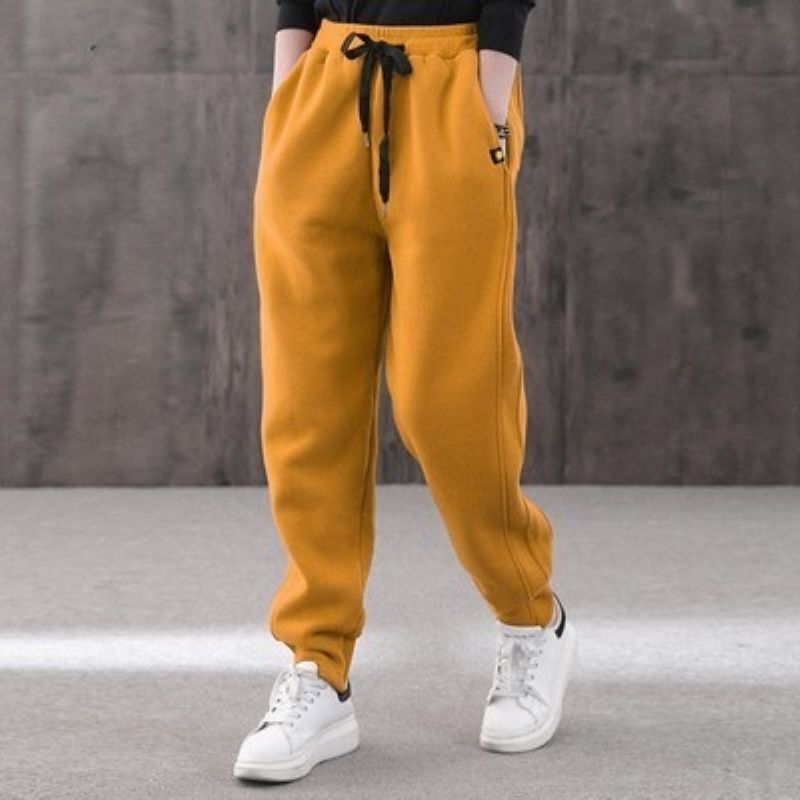 Cotton plus velvet sports pants women's thickened sweatpants large size casual pants loose and thin Korean style trousers