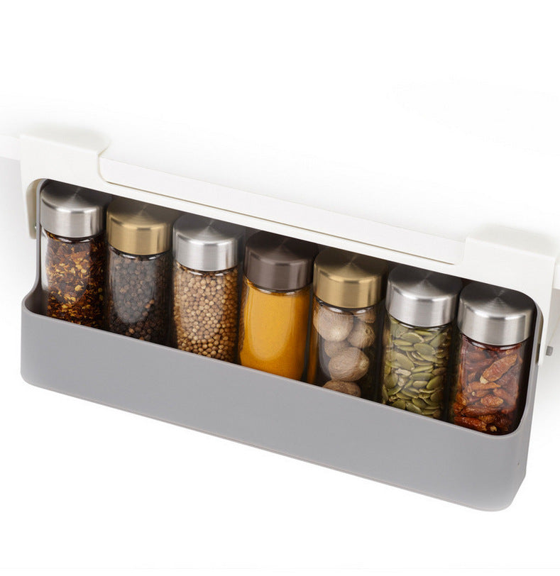 Seasoning bottle storage rack kitchen condiment box hanging condiment jar rack household free punching