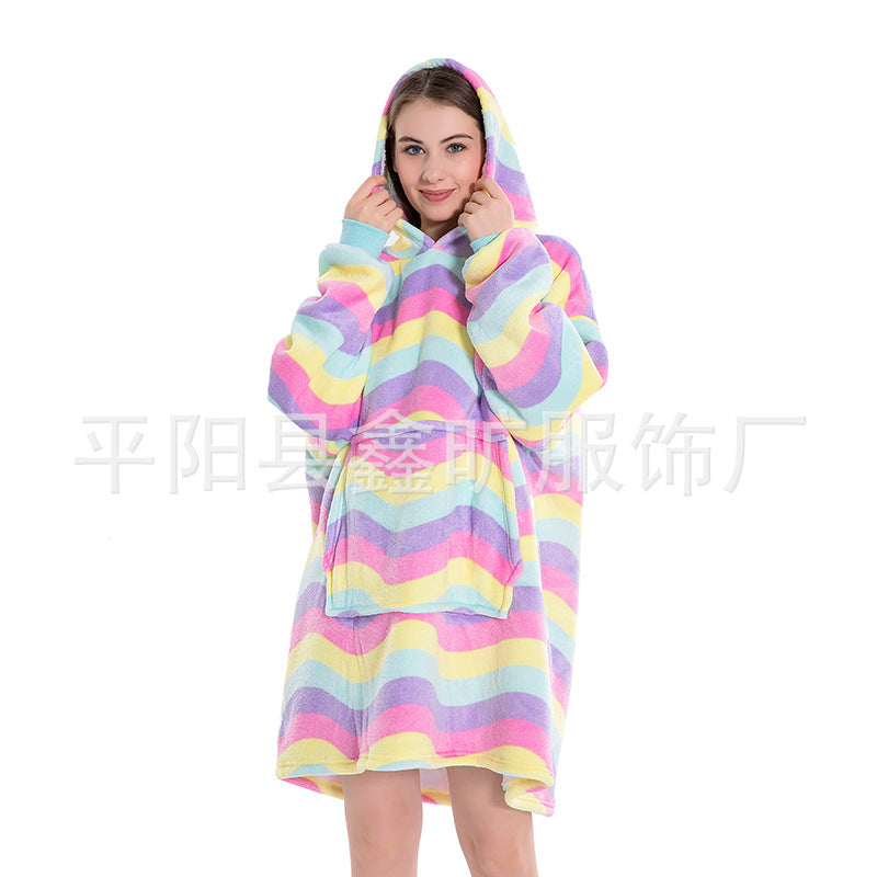 Cross-border Pajamas Lazy TV Pullover Lazy Blanket Lazy Hooded Pajamas Lazy Sweater Flannel Robe