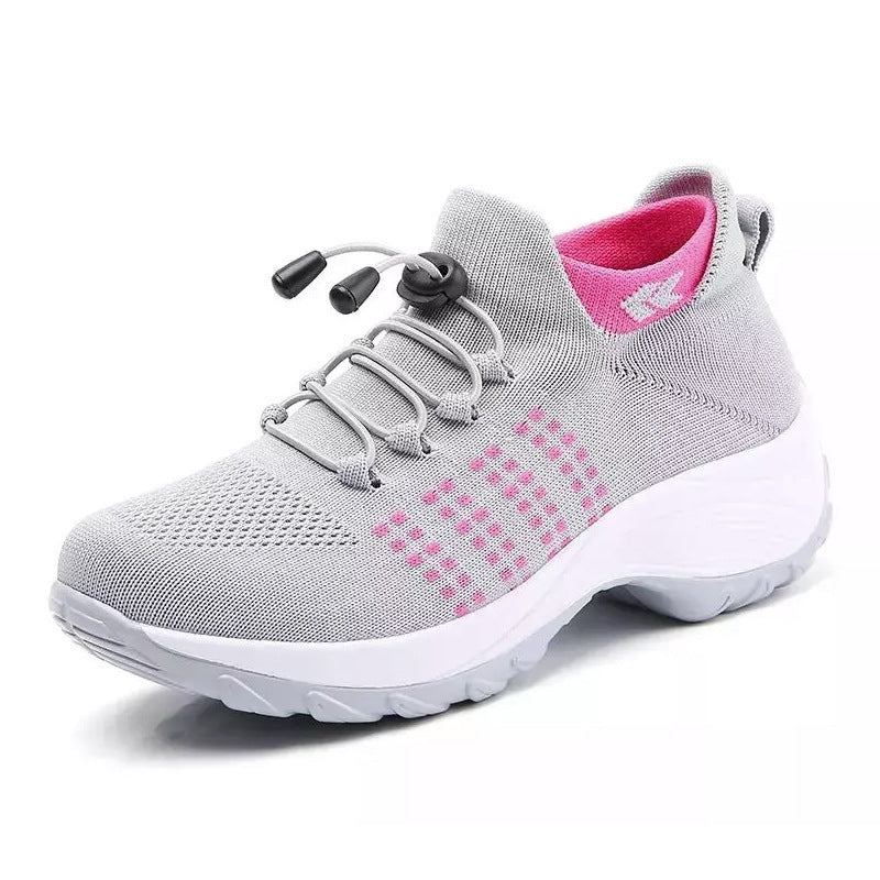 new sports shoes socks shoes flying woven cross-border women's thick bottom rocking shoes