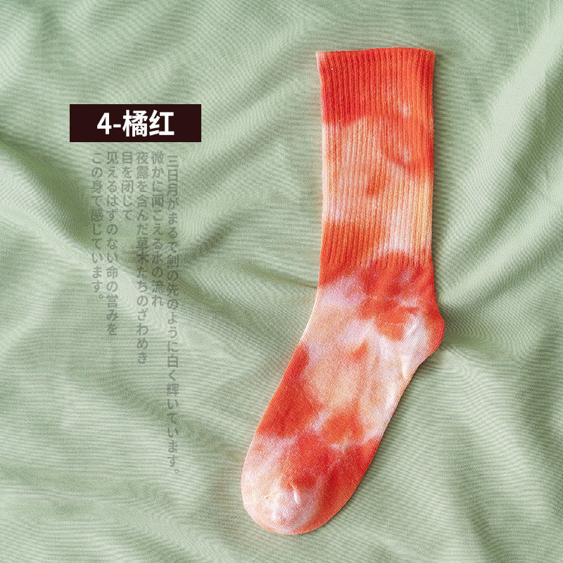 New style tube socks street trend high-top tide socks men and women solid color cotton sports basketball socks skateboard tie-dye socks