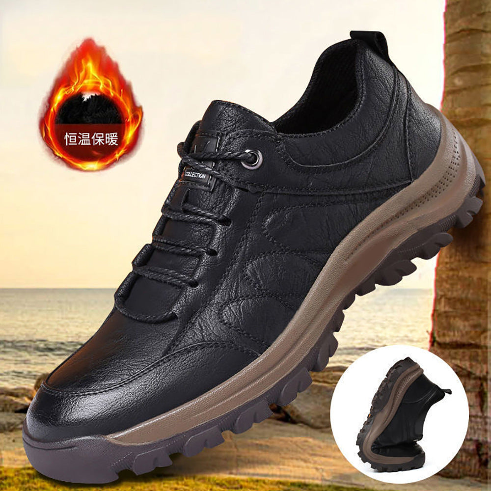 Front lace high-top leather shoes new trendy shoes PU mountaineering casual sports shoes