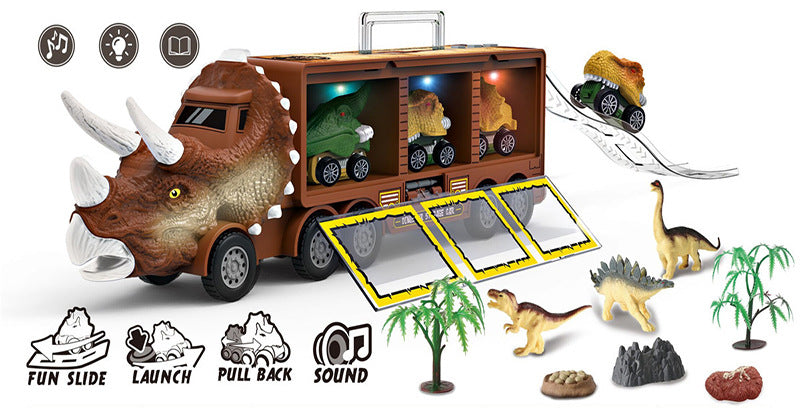 Children's dinosaur storage car model toy with light music container storage dinosaur