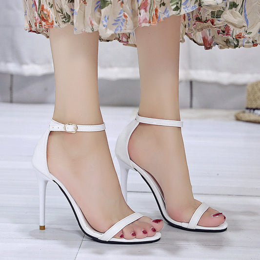 European and American style fashion simple thin-heeled one-piece open-toe sandals