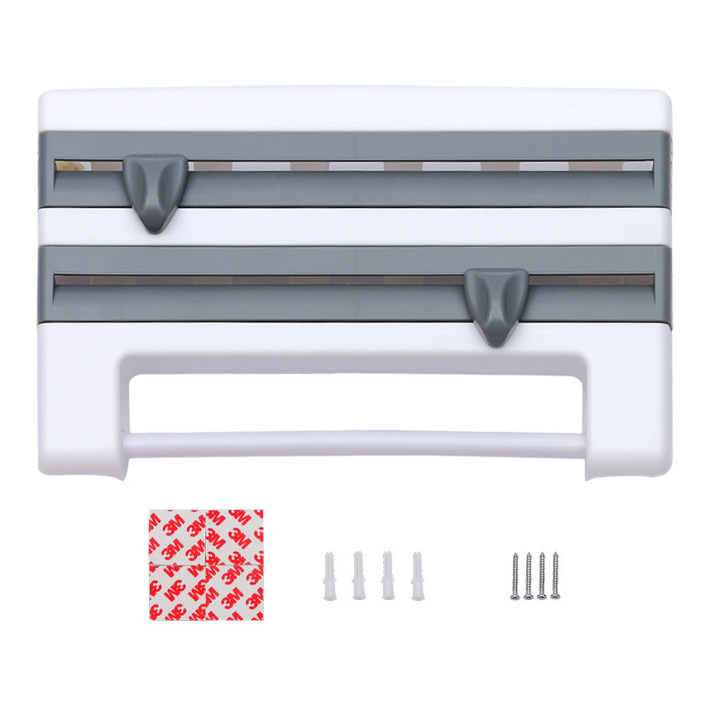 Kitchen multifunctional belt cutter storage rack shelf plastic wrap cutter tin foil oil paper cutter