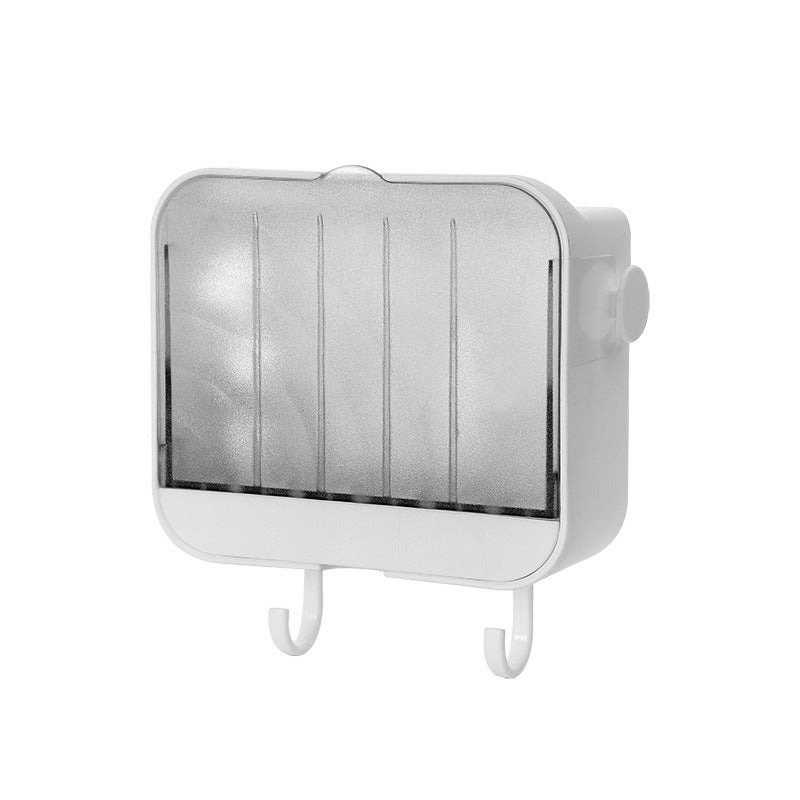 New dustproof belt cover drain soap box bathroom nail-free seamless wall hanging soap rack creative soap rack