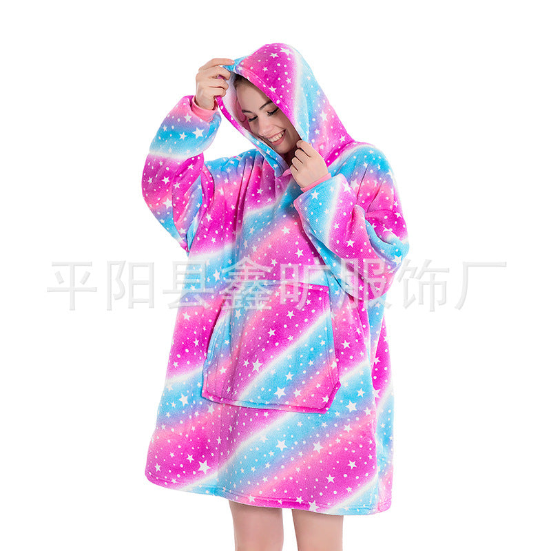 Cross-border Pajamas Lazy TV Pullover Lazy Blanket Lazy Hooded Pajamas Lazy Sweater Flannel Robe