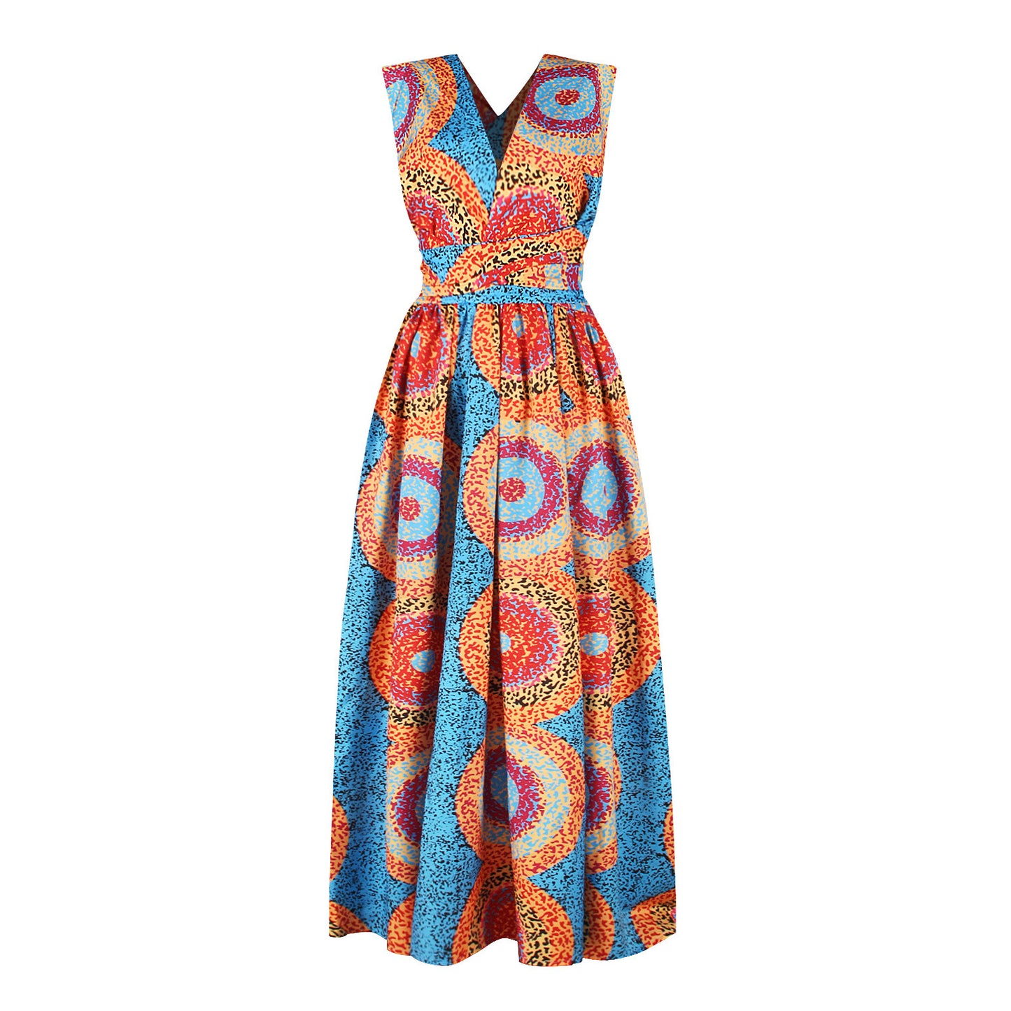 New African print dress with irregular high waist