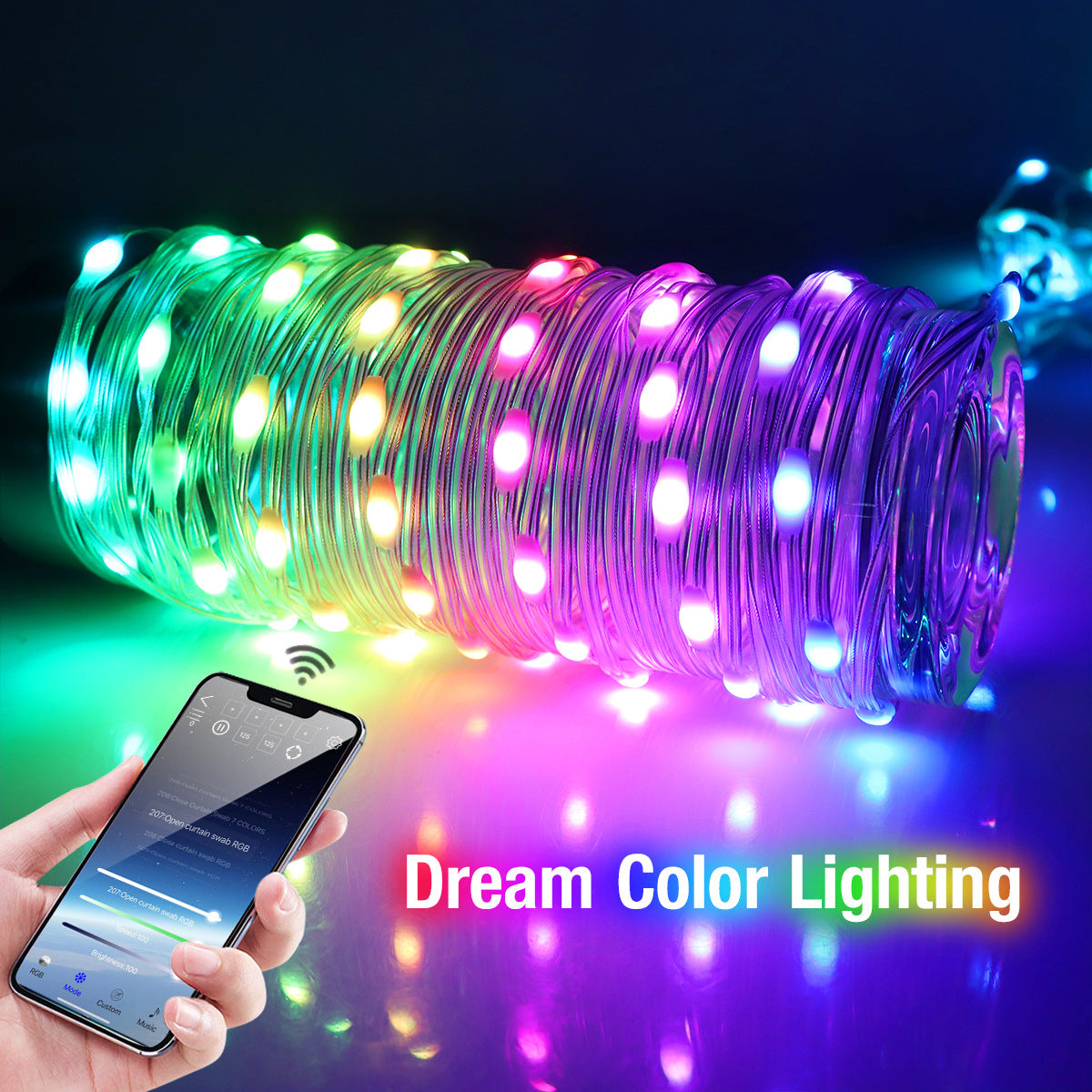 RGB Symphony Copper Wire LED Light String App Bluetooth Control Remote Control Holiday Light String Christmas Day Decoration USB Light String