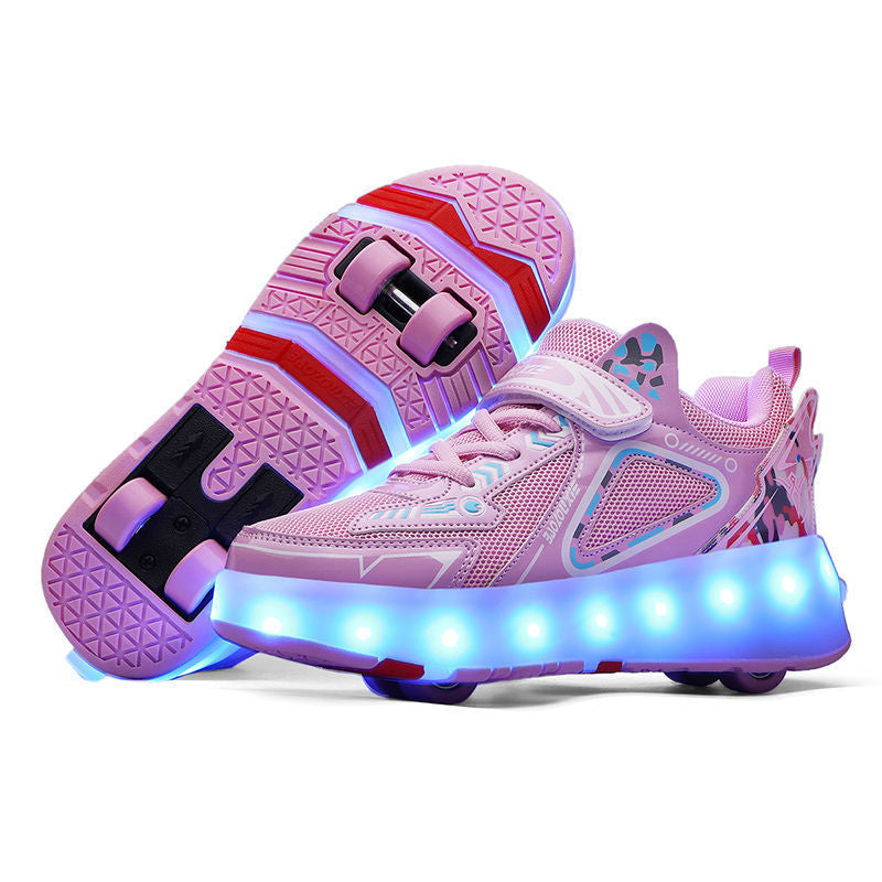 New Heelys shoes four-wheel charging boys roller skates girls shoes with wheels beginners novice with lights tide