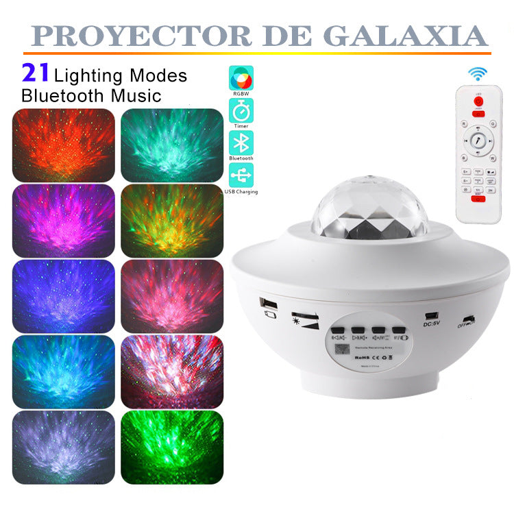 LED starry sky projector lamp usb remote control bluetooth music water pattern starry sky creative Christmas night light DJ light laser light