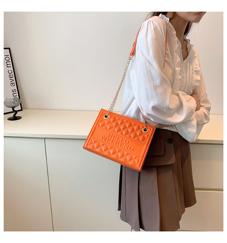Textured Western-style rhombus large bag all-match chain small square bag
