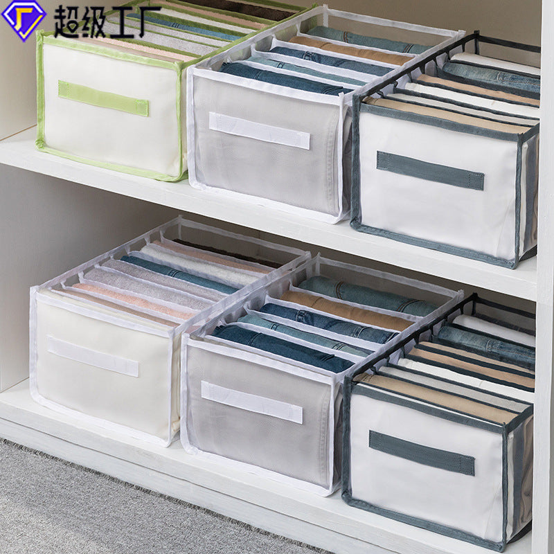 Clothes Storage Box Jeans Pants Sorting Box Wardrobe Wardrobe Clothes Drawer Separator Bag Mesh