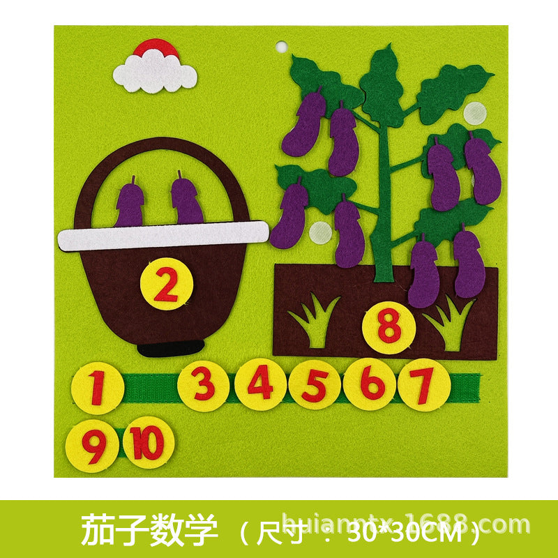 Kindergarten corner early education homemade play teaching aids Montessori vegetable digital mathematics non-woven paste toys