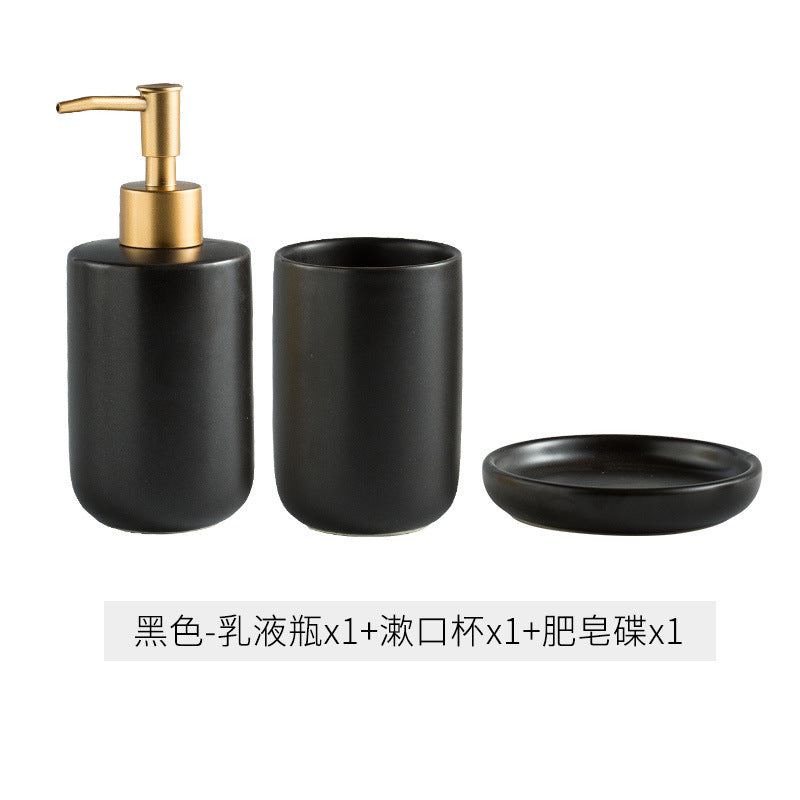 Simple solid color ceramic bathroom four-piece wash set bathroom supplies bathroom mouthwash cup toothbrush cup set