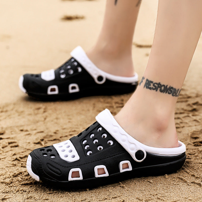 Korean style hole shoes men's outer sandals