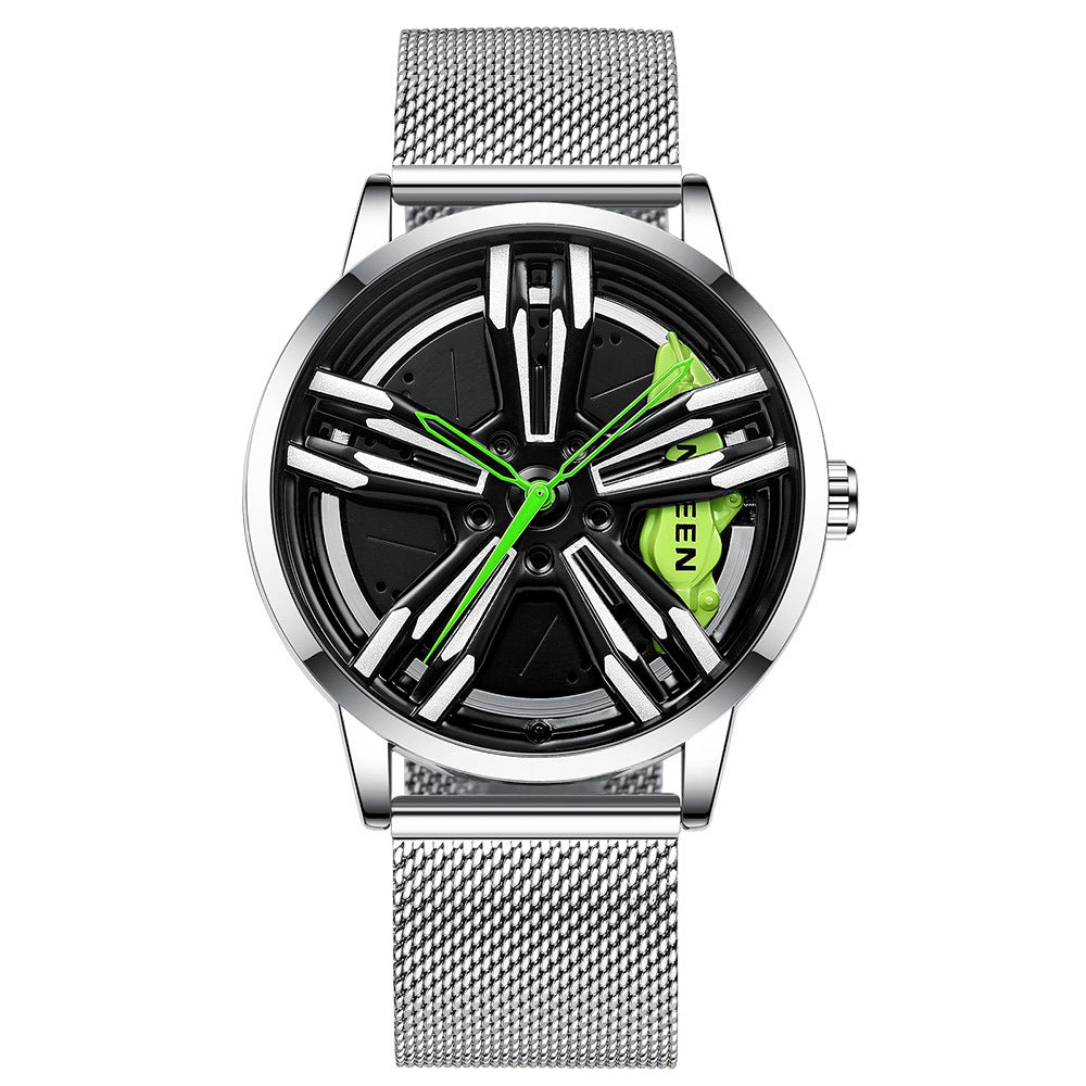 Locomotive watch men's rotating hub three-dimensional hollow luminous men's watch