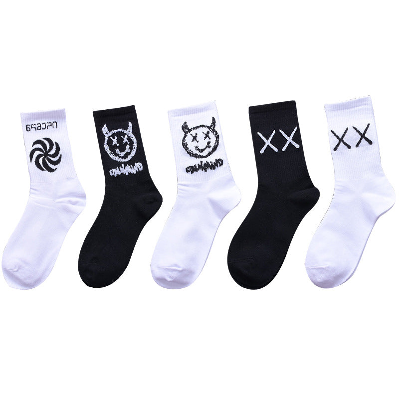 Socks men and women stockings street ins trend stockings black sports wind high-top basketball socks