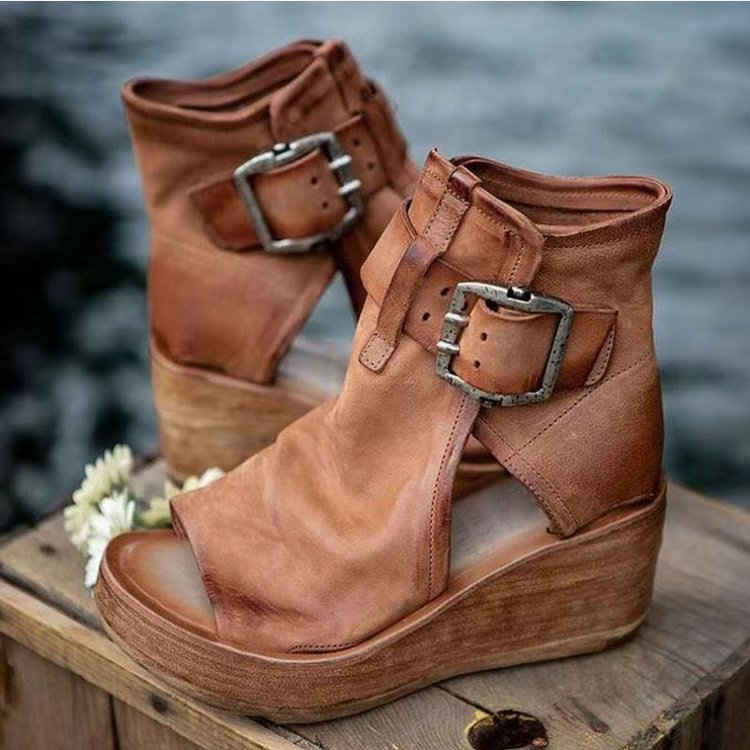 Roman women's shoes fashion women's shoes new high-top wedge sandals thick-soled fish mouth high-heeled sandals