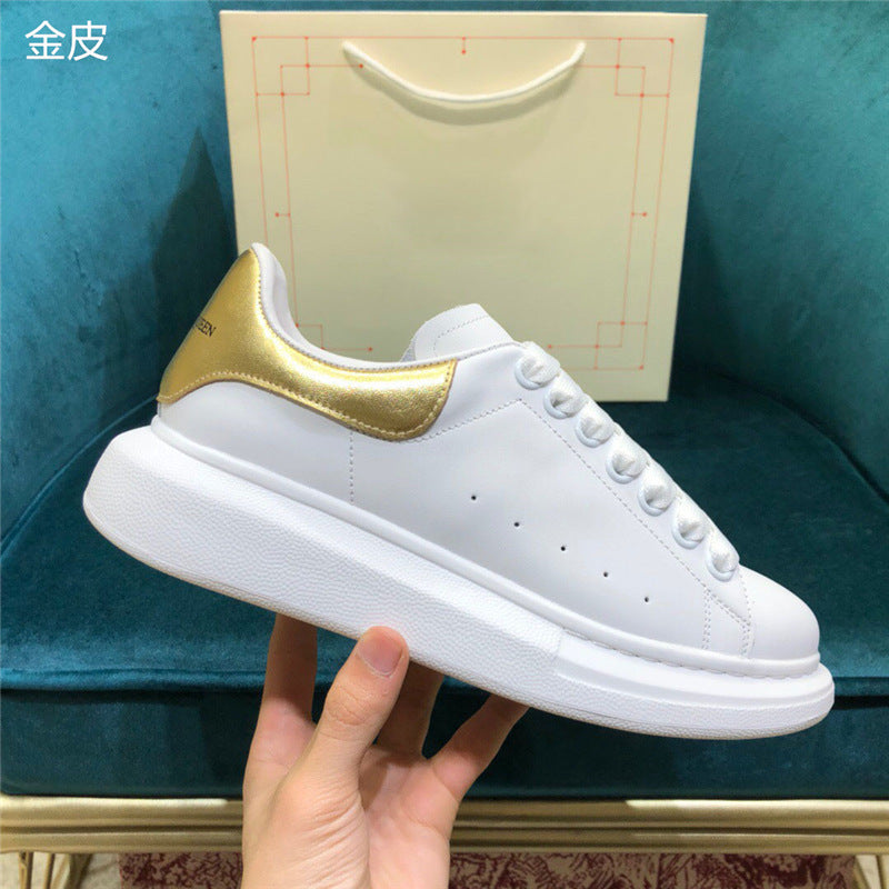 New small white shoes, leather thick-soled inner increase, platform bottom, wild couple casual shoes