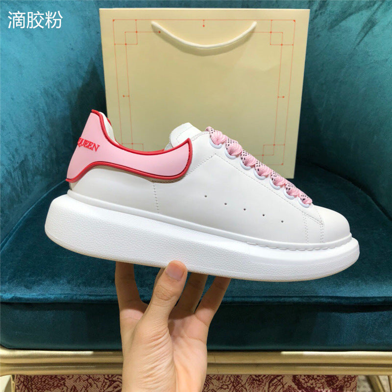 New small white shoes, leather thick-soled inner increase, platform bottom, wild couple casual shoes