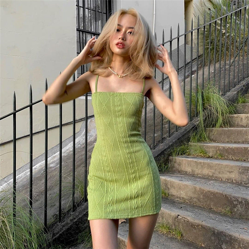 European and American fashion sexy sling short skirt high waist dress