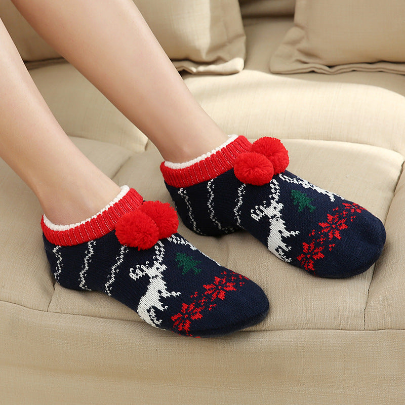 Autumn and winter floor socks non-slip bottom thickened adult early education home socks indoor adult men and women confinement socks overshoes