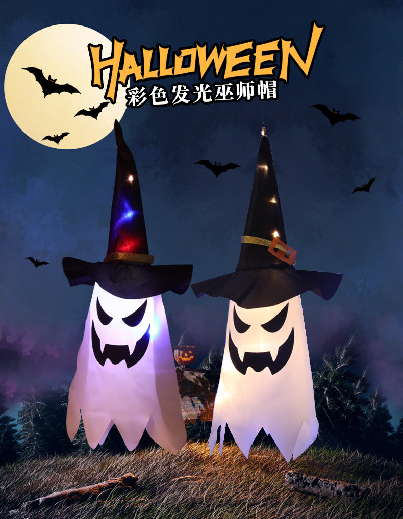 Halloween new product decoration cross-border hot sale LED lantern flashing light starry ghost festival dress up wizard ghost